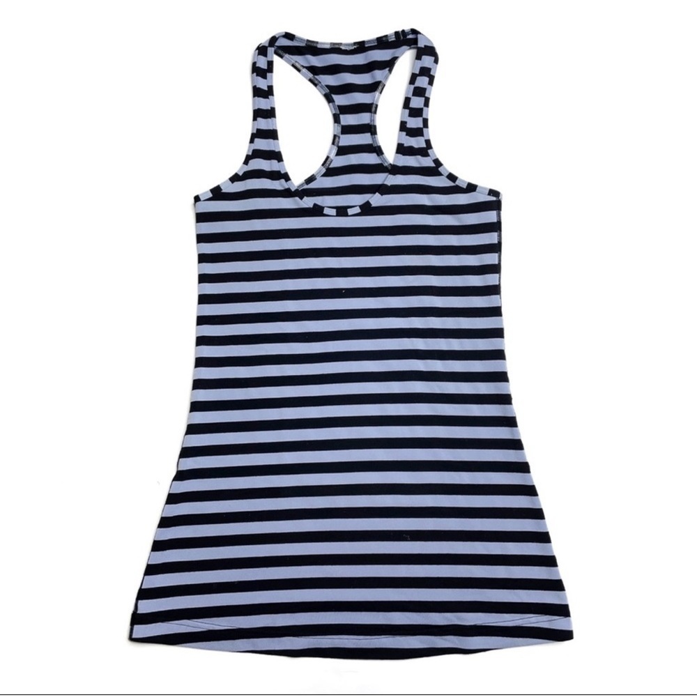 Lululemon Cool Racerback Tank Top Black Purple Striped Size 4 Running Gym‌‌‌‌‌‌‌ - Picture 2 of 5